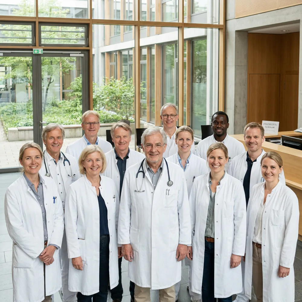 Symbolfoto eines medizinischen Teams in einem hellen Klinikflur