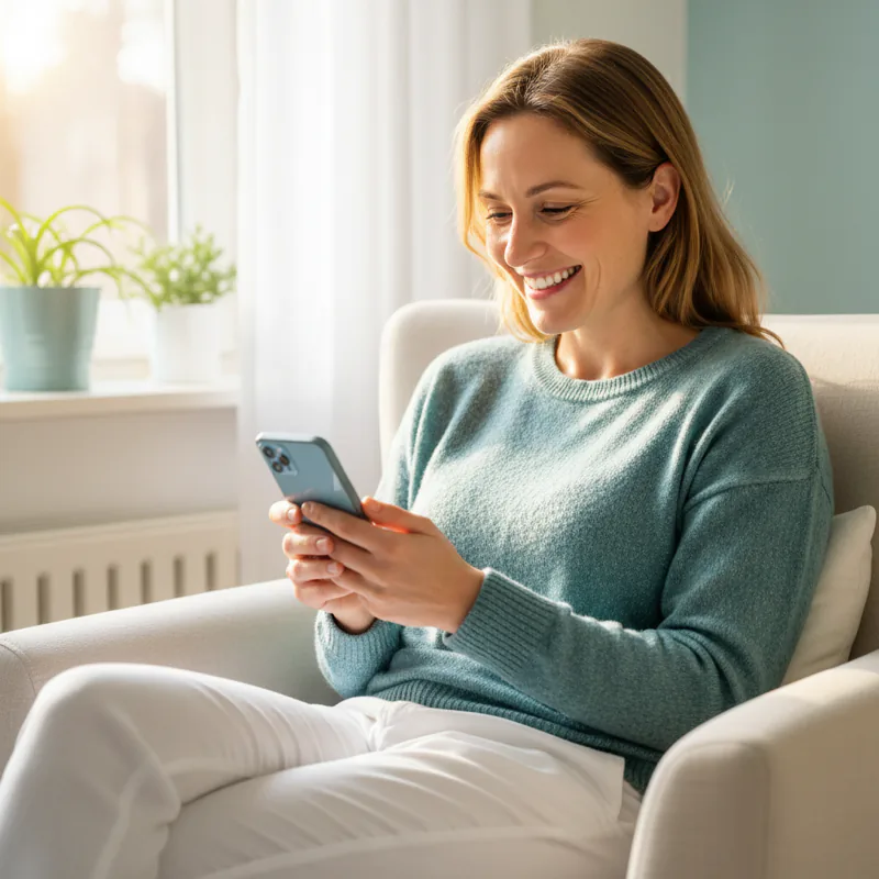 Symbolfoto: Person liest entspannt auf einem Tablet zuhause